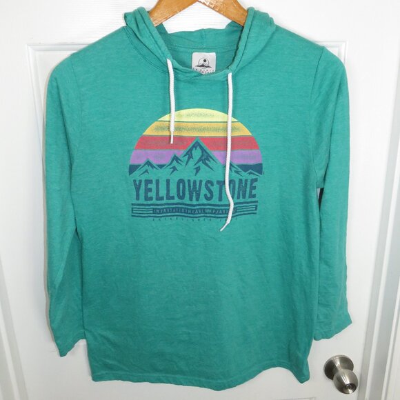 Yellowstone National Park Lightweight Hoodie T-Shirt Size Small Graphic Print - Picture 1 of 4